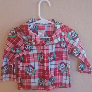Mickey and Minnie Plaid red and white Christmas PJ set size 18 months